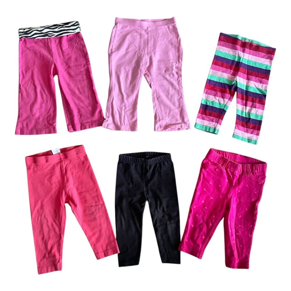 Girls size 12 months leggings bundle pack of 6 variety colors brands